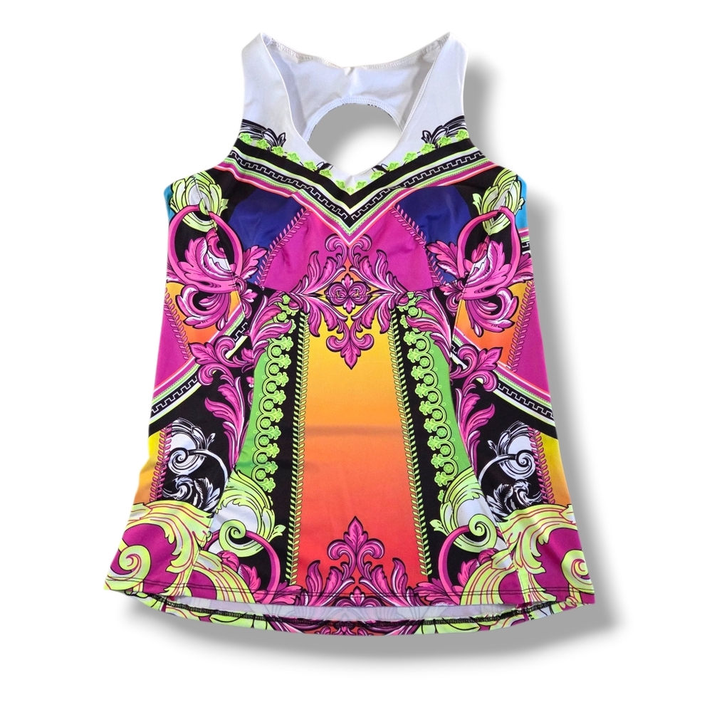 LUCKY IN LOVE Rockin Rococo Tennis Tank Small Athletic Top Pickleball